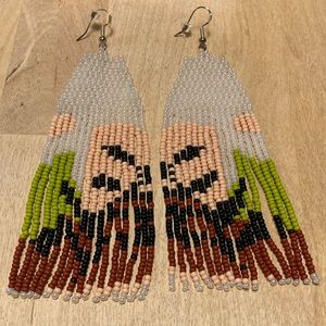 Stunning Handmade Beaded Fringe “Plant” Earrings
